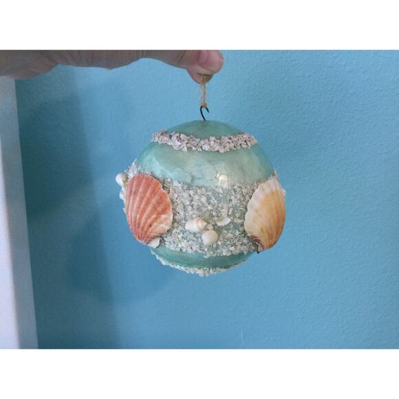 Nautical Seashell Christmas Ornament Ball Handmade - Picture 3 of 8